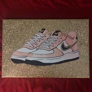 Air force-one, white, pink, and gold wall decor